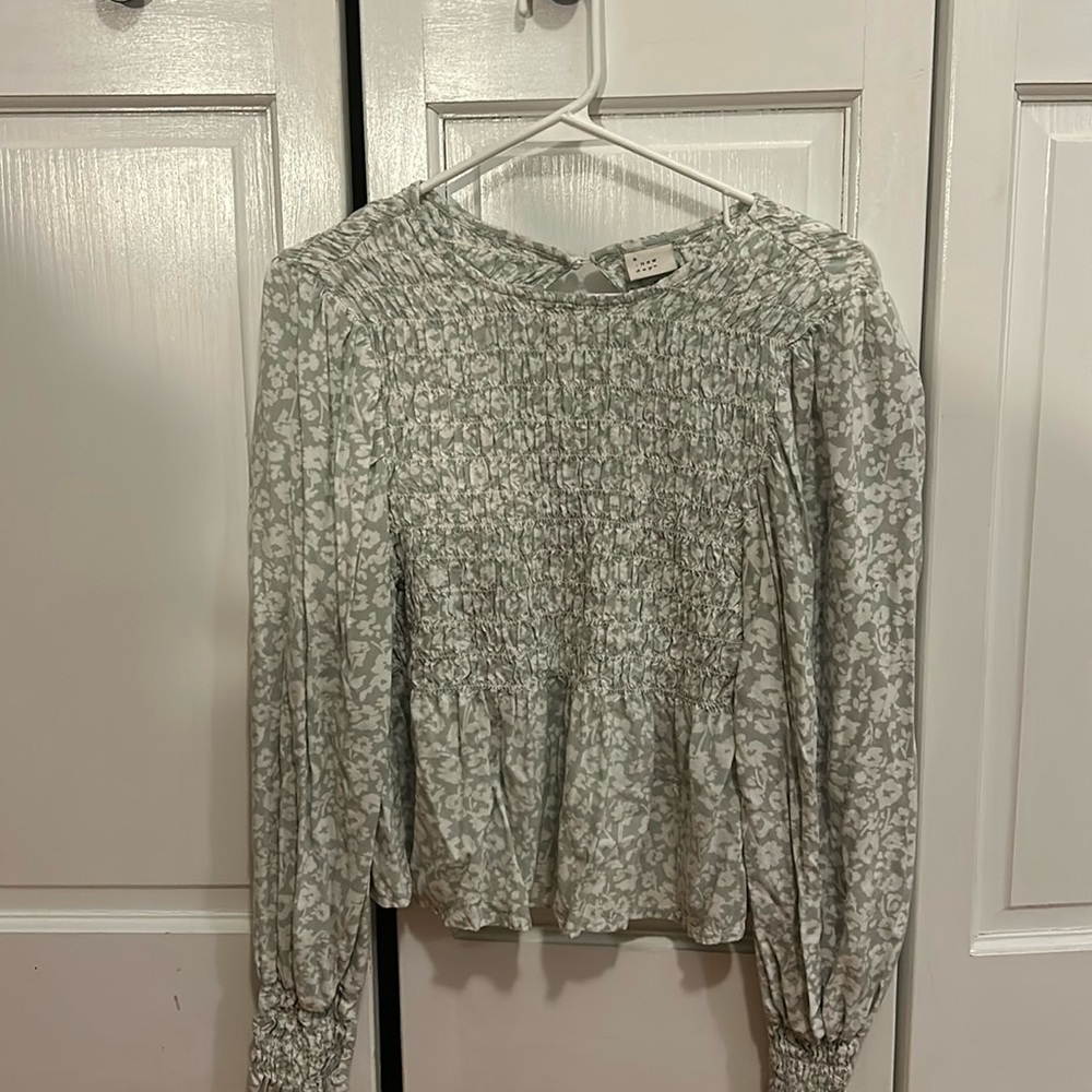 A New Day Green Floral Top Size M